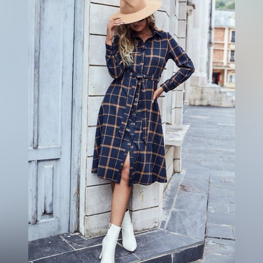 LUNE Windowpane Print Belted Wool-Mix Shirt Dress
NEW
XL
$18